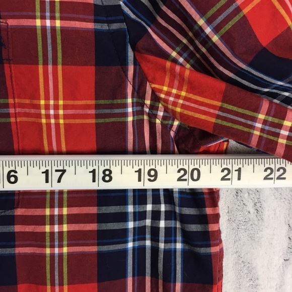 Logan Hill Button Down Plaid Shirt Medium 100% Cotton Short Sleeve - Picture 10 of 12